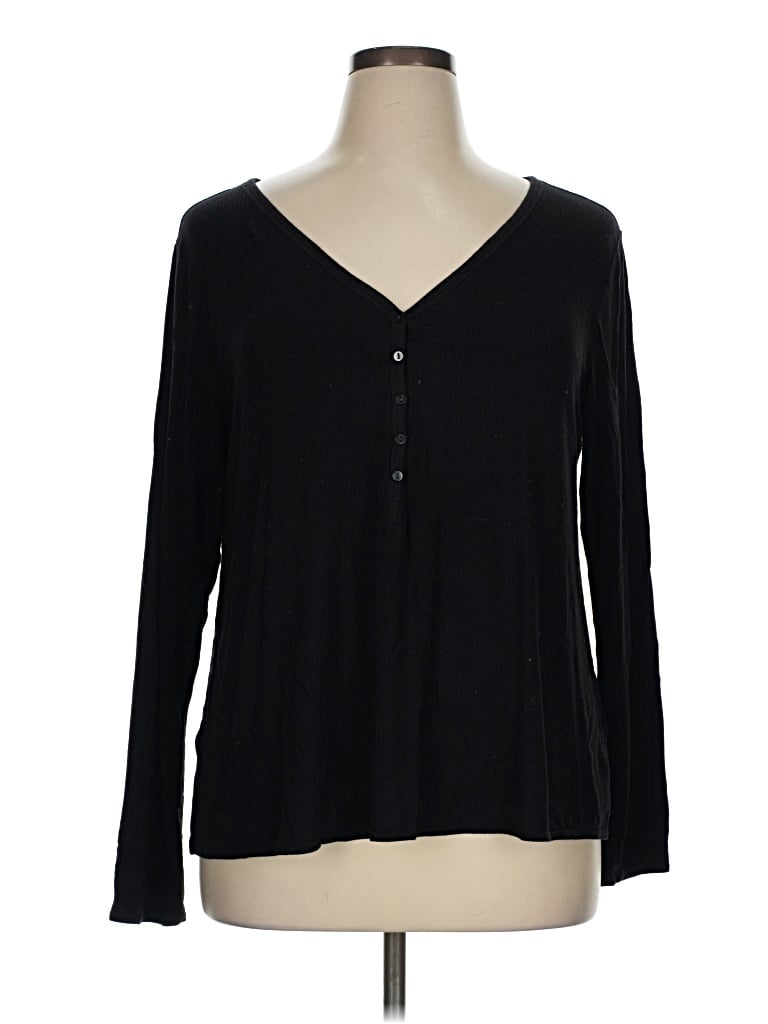 Pre-owned Old Navy Long Sleeve Top Black V-neck Tops