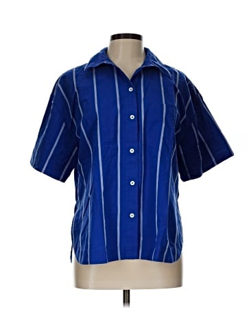 Madewell Oversized Boxy Button-Up Shirt in Stripe Signature Poplin (view 1)