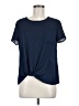 Pink Rose 100% Polyester Blue Short Sleeve Top Size M - photo 1