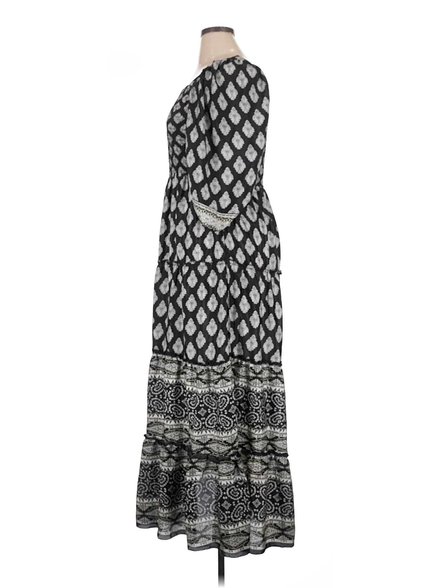 me 2 magic maxi dress NWT Me 2 Magic Anthropologie Maxi Dress 3X Ivory Blue Paisley Smocked Lurex  Boho