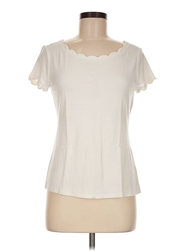 Pre-owned T Tahari Short Sleeve T-shirt In Ivory