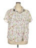 Unbranded 100% Cotton Floral Ivory White Short Sleeve Blouse Size 3X - photo 1