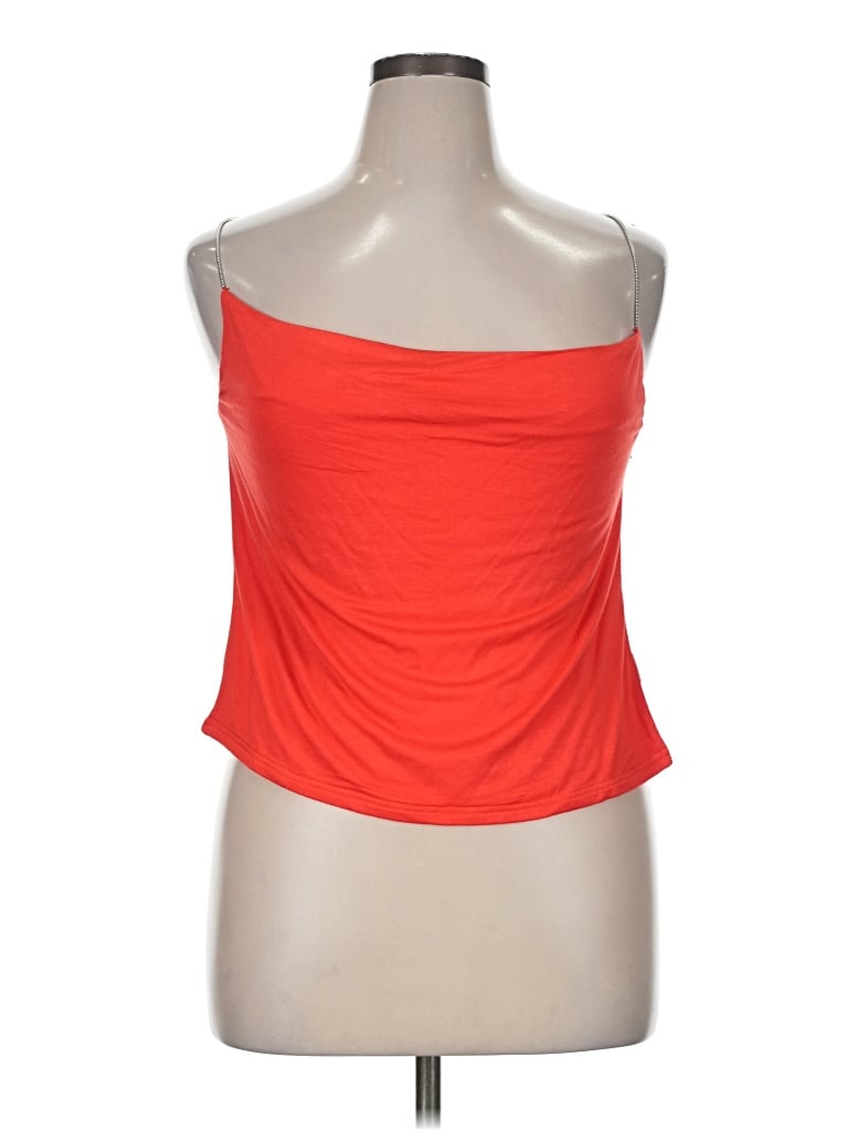 Superdown Sleeveless Top Orange Strapless Neckline Tops In Red