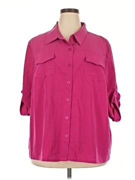 Susan Graver 3/4 Sleeve Button Down Shirt