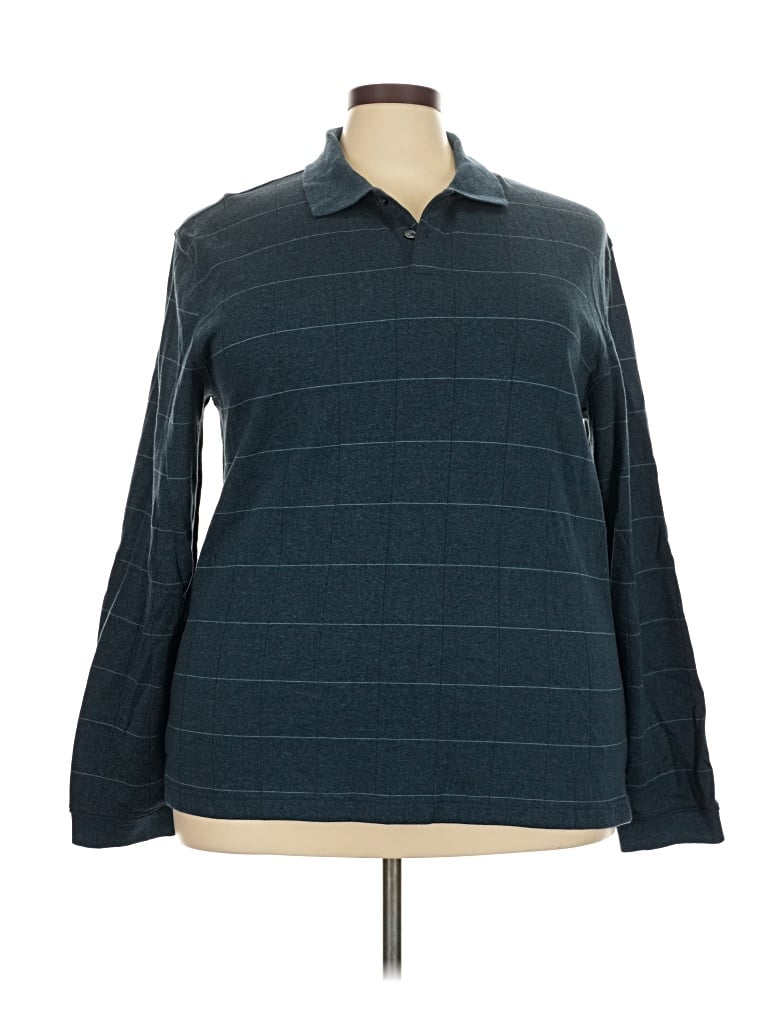 Pre-owned Van Heusen Long Sleeve Button Down Shirt In Teal