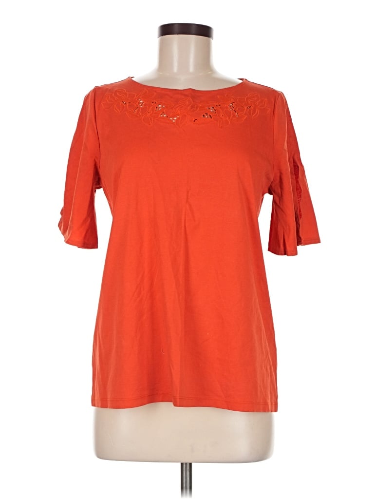 Pre-owned Ann Taylor 3/4 Sleeve T-shirt In Orange