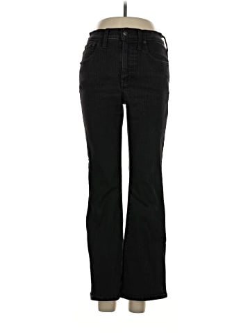Madewell Kick Out Crop Jeans in Black Rinse Wash (view 1)