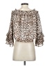Venus 100% Polyester Animal Print Ivory 3/4 Sleeve Blouse Size 2 - photo 2