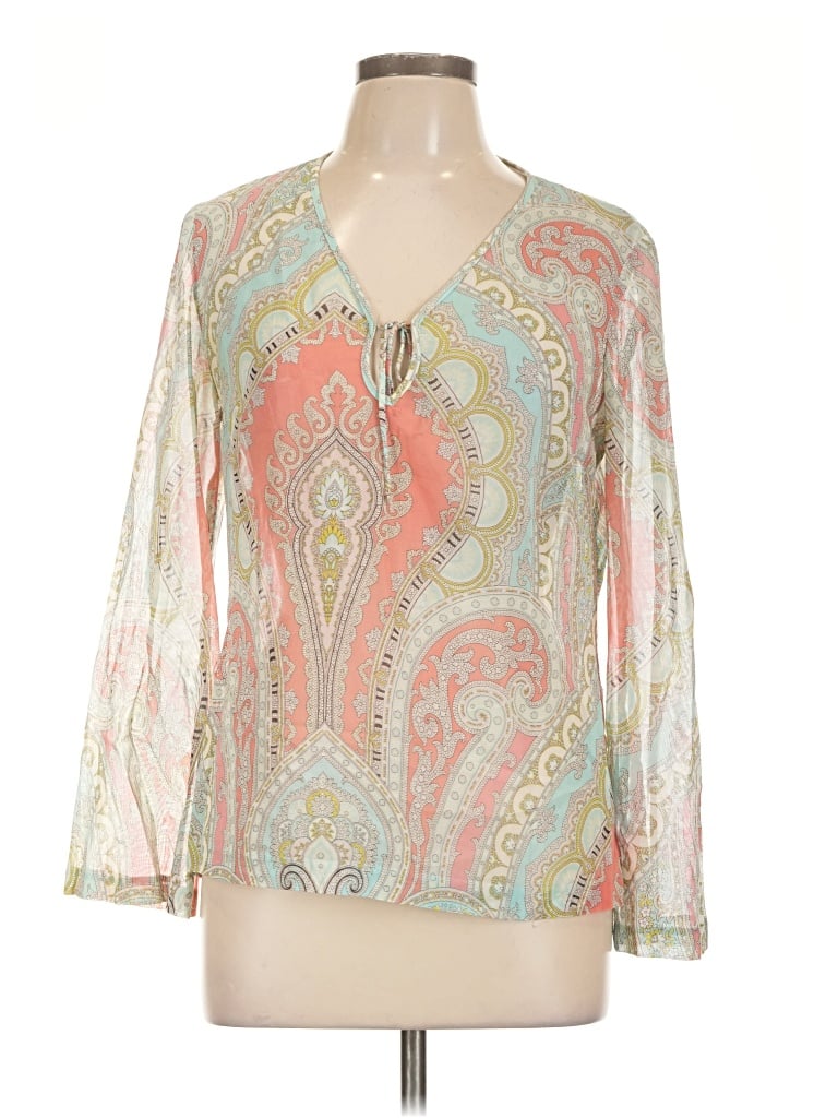 Pre-owned Trina Turk 3/4 Sleeve Blouse In Ivory