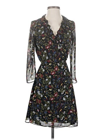 Madewell Sheer-Sleeve Ruffled Wrap Dress in Finch Floral (view 1)
