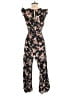 Xhilaration 100% Rayon Floral Black Jumpsuit Size S - photo 2