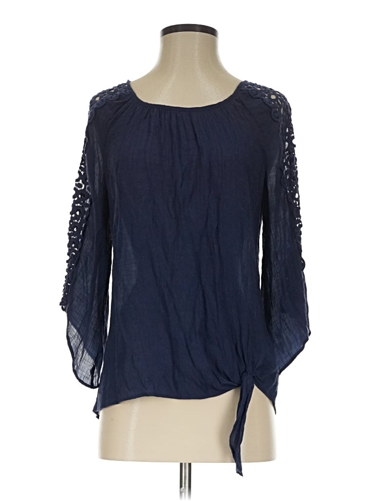 Pre-owned Perseption Concept 3/4 Sleeve Blouse In Blue