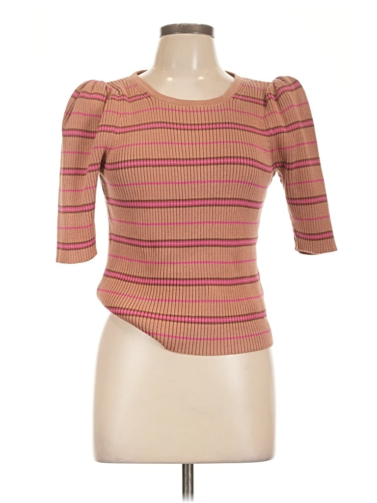 Pre-owned Nation Ltd Short Sleeve Top Pink Square Neckline Tops