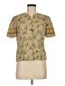 Halmode Petites 100% Recycled Polyester Tan Short Sleeve Blouse Size 6 Petite - photo 1