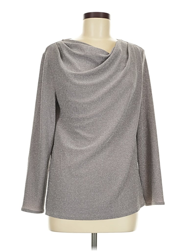 Pre-owned Alfani Long Sleeve Top Gray Cowl Neck Tops