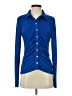 Pieces Houndstooth Blue Long Sleeve Blouse Size S - photo 1