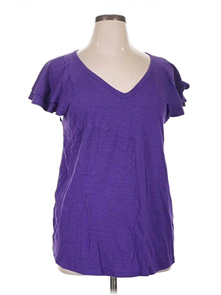 Pre-owned Lane Bryant Short Sleeve T-shirt In Purple