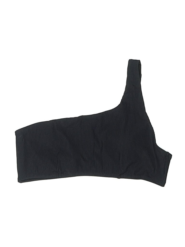 Andie Swimsuit Top Black Solid Pattern Swimwear