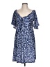 Unbranded Print Blue Casual Dress Size L - photo 1
