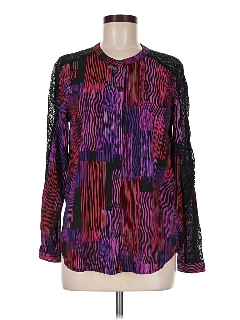Pre-owned Attention Long Sleeve Blouse In Purple