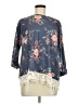 Love on a Hanger Floral Blue 3/4 Sleeve Blouse Size M - photo 1