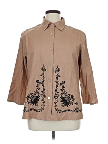 A.K.C. 3/4 Sleeve Button-Down Shirt (view 1)