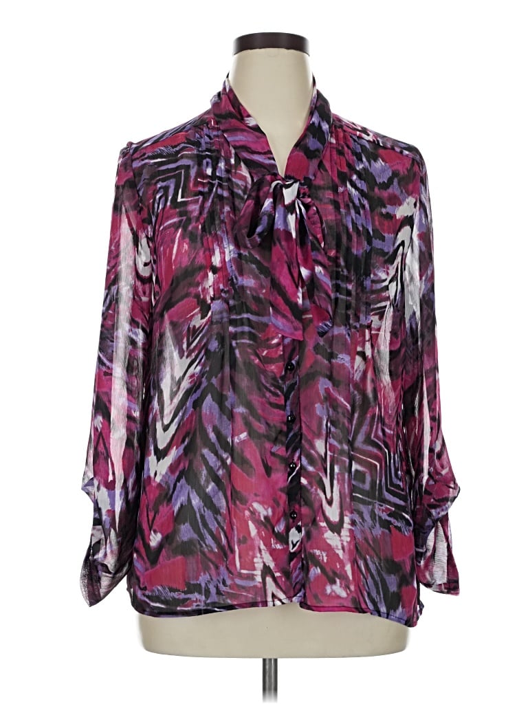 Pre-owned Laura Scott Long Sleeve Blouse In Purple