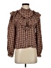 Zara Houndstooth Brown Long Sleeve Blouse Size S - photo 1