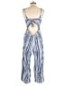 Express 100% Rayon Stripes Blue Jumpsuit Size M - photo 2