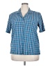 Assorted Brands Checkered-gingham Blue Short Sleeve Button-Down Shirt Size XXL (estimated) - photo 1