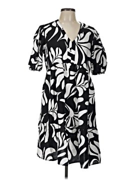 plus size business dress Black and White plus size wrap dress main image 1