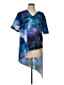 DKNY 100% Polyester Blue Short Sleeve Blouse Size L - photo 1