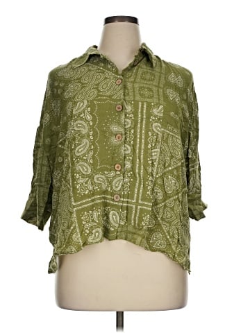 Zara 3/4 Sleeve Button-Down Shirt (view 1)