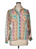 Alexandria 100% Polyester Color Block Teal Long Sleeve Blouse Size 14 - photo 1