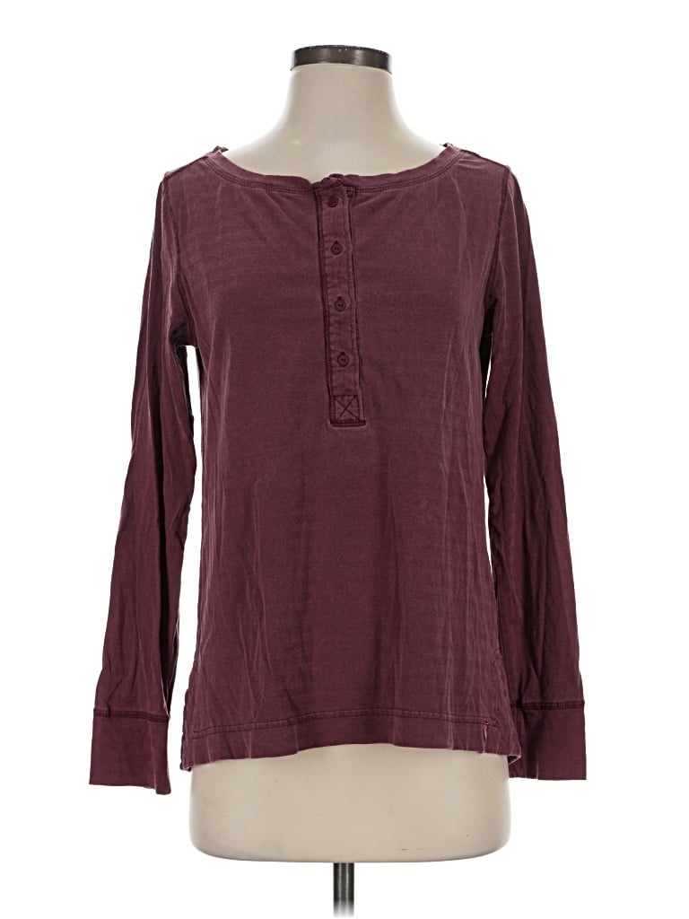 Pre-owned Woolrich Long Sleeve Top Burgundy Crew Neck Tops