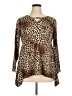 Robert Louis Animal Print Brown Long Sleeve Blouse Size XL - photo 1