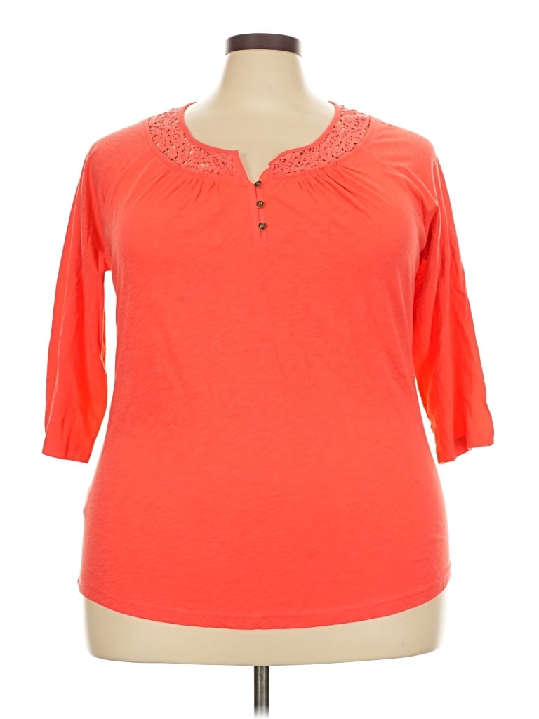 Pre-owned Eddie Bauer 3/4 Sleeve T-shirt In Orange