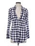 Free People Plaid Blue Long Sleeve Button-Down Shirt Size 4 - photo 1