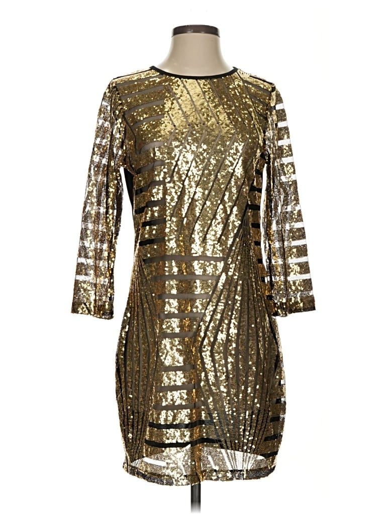 Pre-owned Assorted Brands Cocktail Dress In Gold