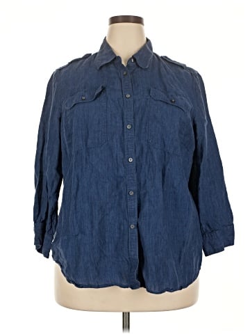 Lauren by Ralph Lauren 3/4 Sleeve Button-Down Shirt (view 1)