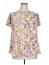 Fun2Fun 100% Polyester Floral Purple Short Sleeve Blouse Size 1X - photo 1