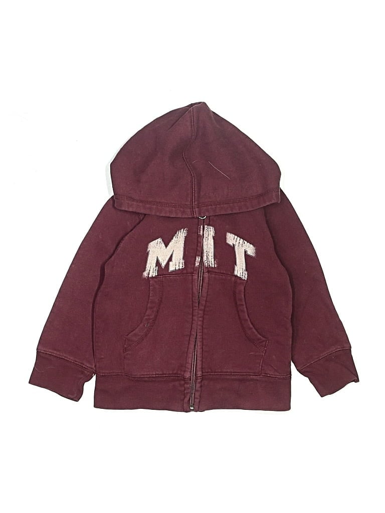 Pre-owned Garb Kids' Zip Up Hoodie In Burgundy