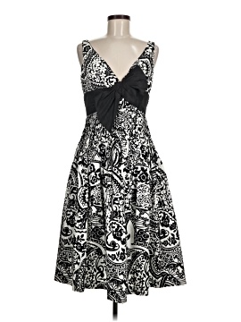 knee length denim dress denim print one shoulder midi dress Blue / SMALL