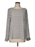 Ann Taylor LOFT 100% Polyester Chevron-herringbone Silver Long Sleeve Blouse Size L - photo 1