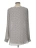 Ann Taylor LOFT 100% Polyester Chevron-herringbone Silver Long Sleeve Blouse Size L - photo 2