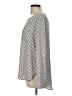 Ann Taylor LOFT 100% Polyester Chevron-herringbone Silver Long Sleeve Blouse Size L - photo 5