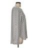 Ann Taylor LOFT 100% Polyester Chevron-herringbone Silver Long Sleeve Blouse Size L - photo 4