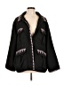 Cynthia Rowley 100% Polyester Chevron-herringbone Black Jacket Size L - photo 1