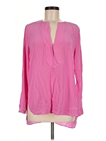 BCBGMAXAZRIA Long Sleeve Silk Top (view 1)