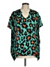 CAbi 100% Polyester Animal Print Teal Short Sleeve Blouse Size M - photo 1